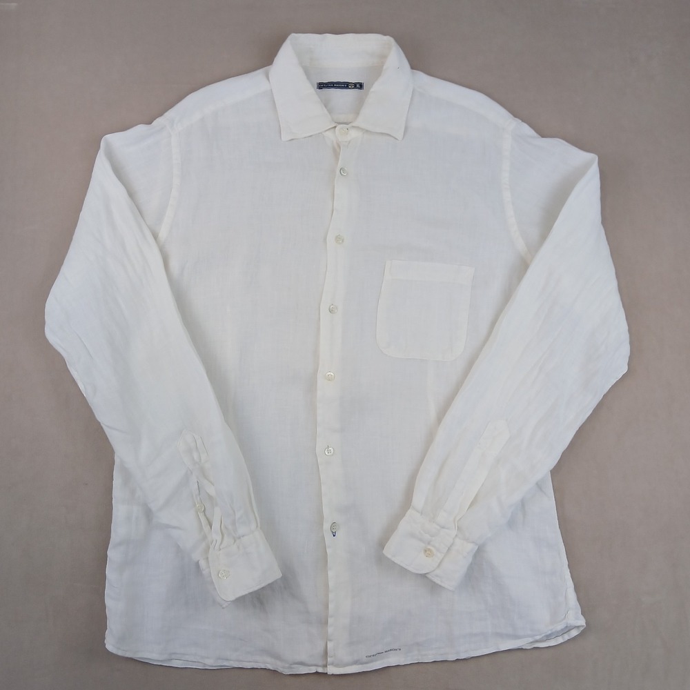 Masons EM XL Mens‎ Shirt 100% Linen Button Up Long Sleeve FLAWS 22x29